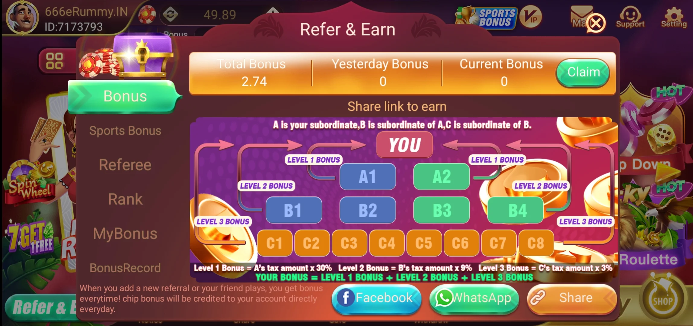 666e Rummy Refer Earn